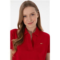 Kadın Kırmızı Basic Polo Yaka Tişört