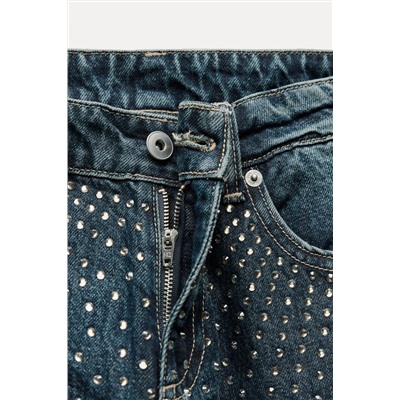 TRF RELAXED OVERSIZE RHINESTONE MID-WAIST JEANS