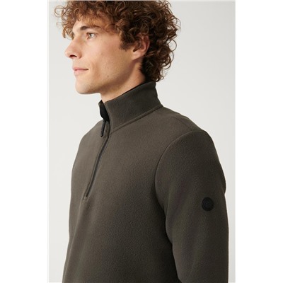 Antrasit Dik Yaka Soğuğa Dayanıklı Yarım Fermuarlı Regular Fit Standart Kesim Polar Sweatshirt