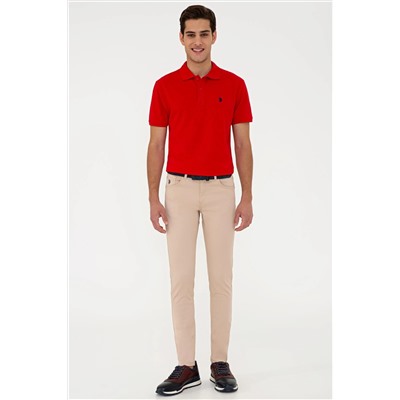 Erkek Kırmızı Basic Polo Yaka Tişört