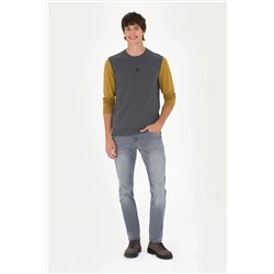 Erkek Antrasit Bisiklet Yaka Sweatshirt