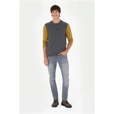 Erkek Antrasit Bisiklet Yaka Sweatshirt