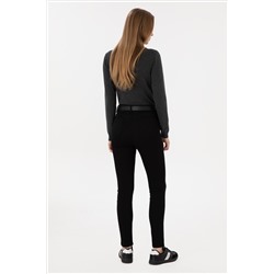 Kadın Siyah Toothpick Fit Kanvas Pantolon