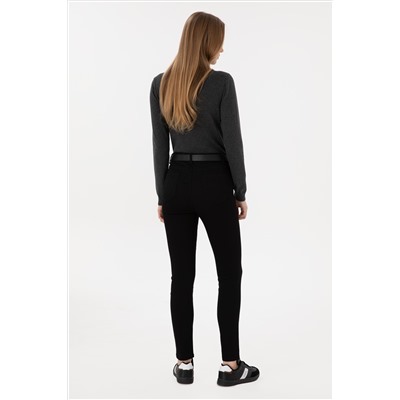 Kadın Siyah Toothpick Fit Kanvas Pantolon
