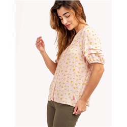 FLORAL PRINT VOLUME SLEEVE TOP