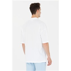Erkek Beyaz Oversize Polo Yaka Tişört