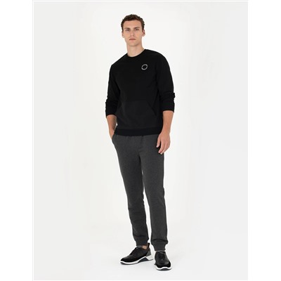 Antrasit Melanj Slim Fit Eşofman Altı
