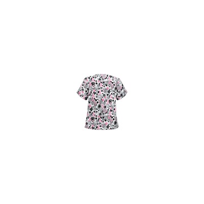 UA Painted Pink Ribbons White Print Scrub Top
