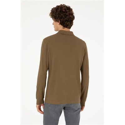 Erkek Haki Basic Sweatshirt