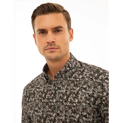 Haki Slim Fit Uzun Kollu Gömlek