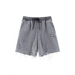 Short vaquero de tiro alto Gris claro