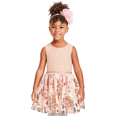 Baby And Toddler Girls Foil Jacquard Matching Tutu Dress