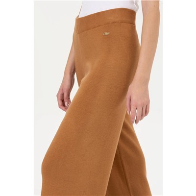 Kadın Camel Melanj Triko Pantolon