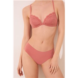 Braga ancha brasileña microfibra y encaje rosa