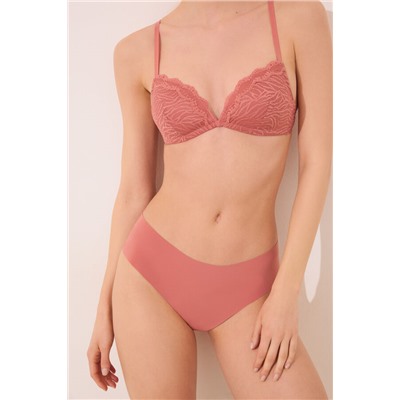 Braga ancha brasileña microfibra y encaje rosa