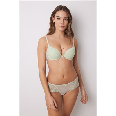 GORGEOUS Sujetador push up relleno encaje tul plumeti verde