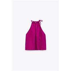 LINEN BLEND HALTER TOP