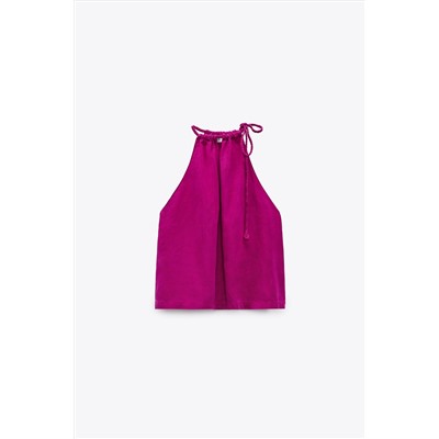 LINEN BLEND HALTER TOP
