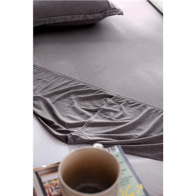 Bobigny Çift Kişilik Pamuklu SuperSoft Comforter Set - Antrasit