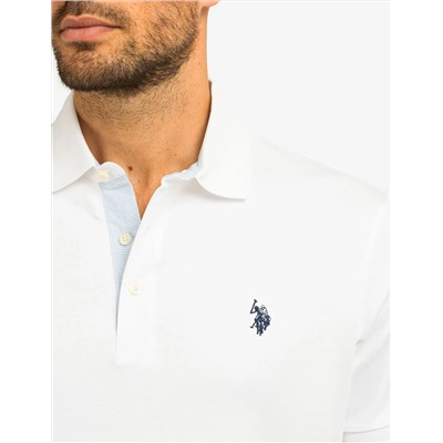 SOLID INTERLOCK POLO SHIRT WITH WOVEN TRIM