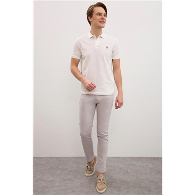 Erkek Ekru Basic Polo Yaka Tişört