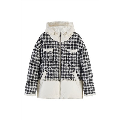 Anorak con capucha Negro y blanco