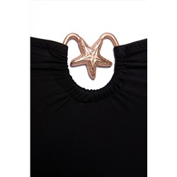 Siyah Yüksek Bel Aksesuar Detaylı Büyük Beden Bikini Altı TBBSS25CR00000