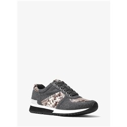 MICHAEL MICHAEL KORS Allie Flannel and Embossed-Leather Sneaker