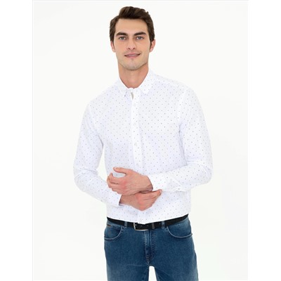 Turuncu Slim Fit Uzun Kollu Gömlek