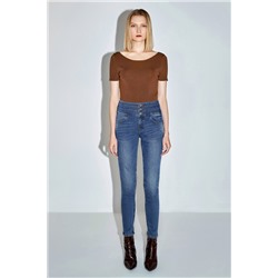 Vaquero skinny fit de tiro alto Azul