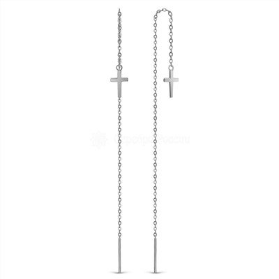 Серьги-продёвки из серебра родированные 925 пробы 16531RHр