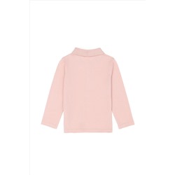 Kız Çocuk Toz Pembe Basic Polo Yaka Sweatshirt