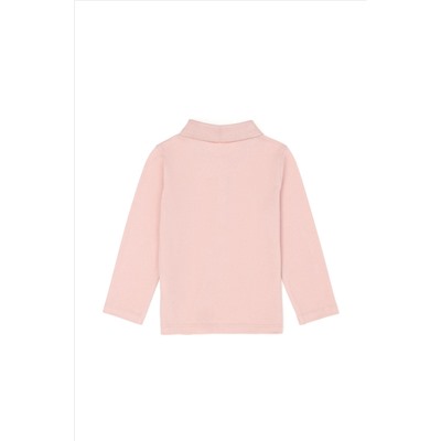 Kız Çocuk Toz Pembe Basic Polo Yaka Sweatshirt