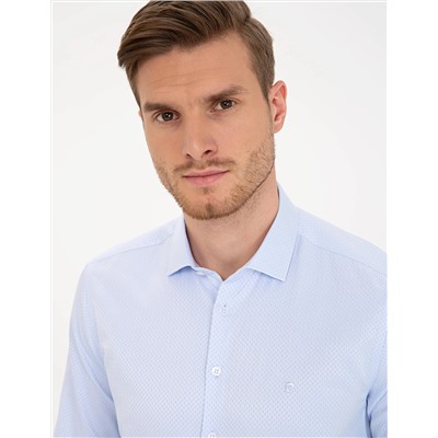Açık Mavi Slim Fit Uzun Kollu Gömlek