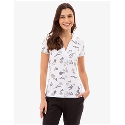 FLORAL PRINT SPLIT NECK POLO SHIRT