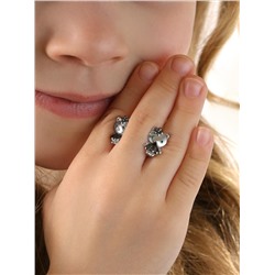 Серьги детские из серебра с фианитами родированные - Кошечки, Кошки 925 пробы 5030р232