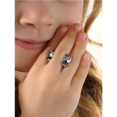 Серьги детские из серебра с фианитами родированные - Кошечки, Кошки 925 пробы 5030р232