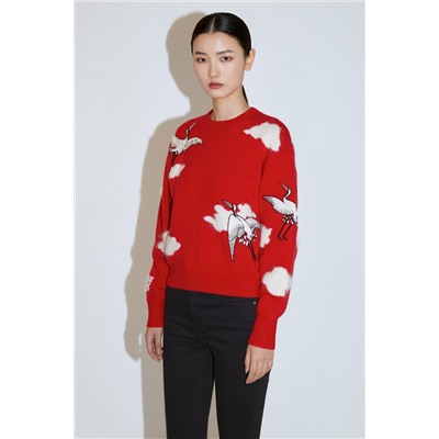 Jersey de lana y cachemir Rojo