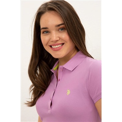 Kadın Eflatun Basic Polo Yaka Tişört