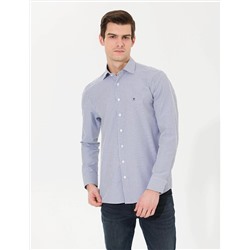 Lacivert Slim Fit Uzun Kollu Gömlek