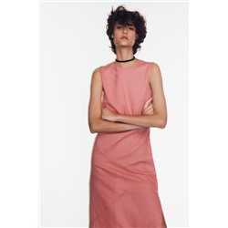 LINEN BLEND MIDI DRESS