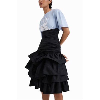 Falda drapeada volantes Stella Jean