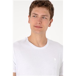 Erkek Regular Fit Bisiklet Yaka Beyaz Basic Tişört