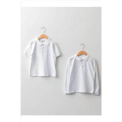LC Waikiki, Polo Yaka Basic Beyaz Erkek Çocuk Tişört 2'li