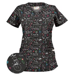 UA Deck The Halls Black Print Scrub Top
