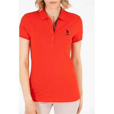 Kadın Kırmızı Basic Polo Yaka Tişört