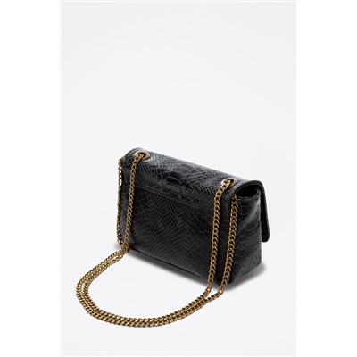 Bandolera de piel Negro y dorado - Firenze Artegiani
