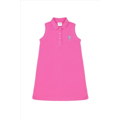 Kız Çocuk Pembe Kolsuz Örme Elbise