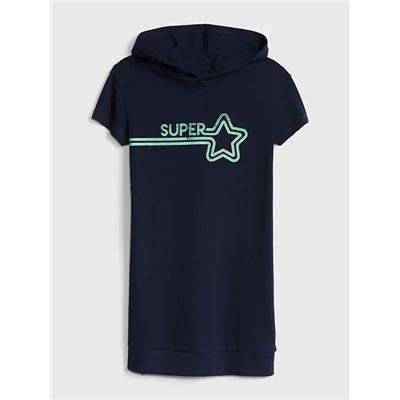 Kids Graphic Short Sleeve Hoodie Dress