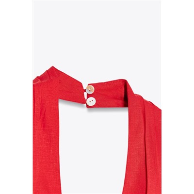 DRAPED MIDI DRESS LINEN BLEND